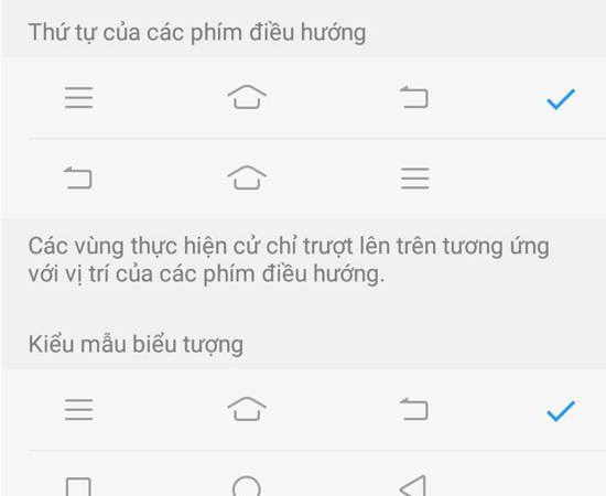 c&agrave;i đặt Thứ tự v&agrave; kiểu c&aacute;ch của c&aacute;c ph&iacute;m điều hướng